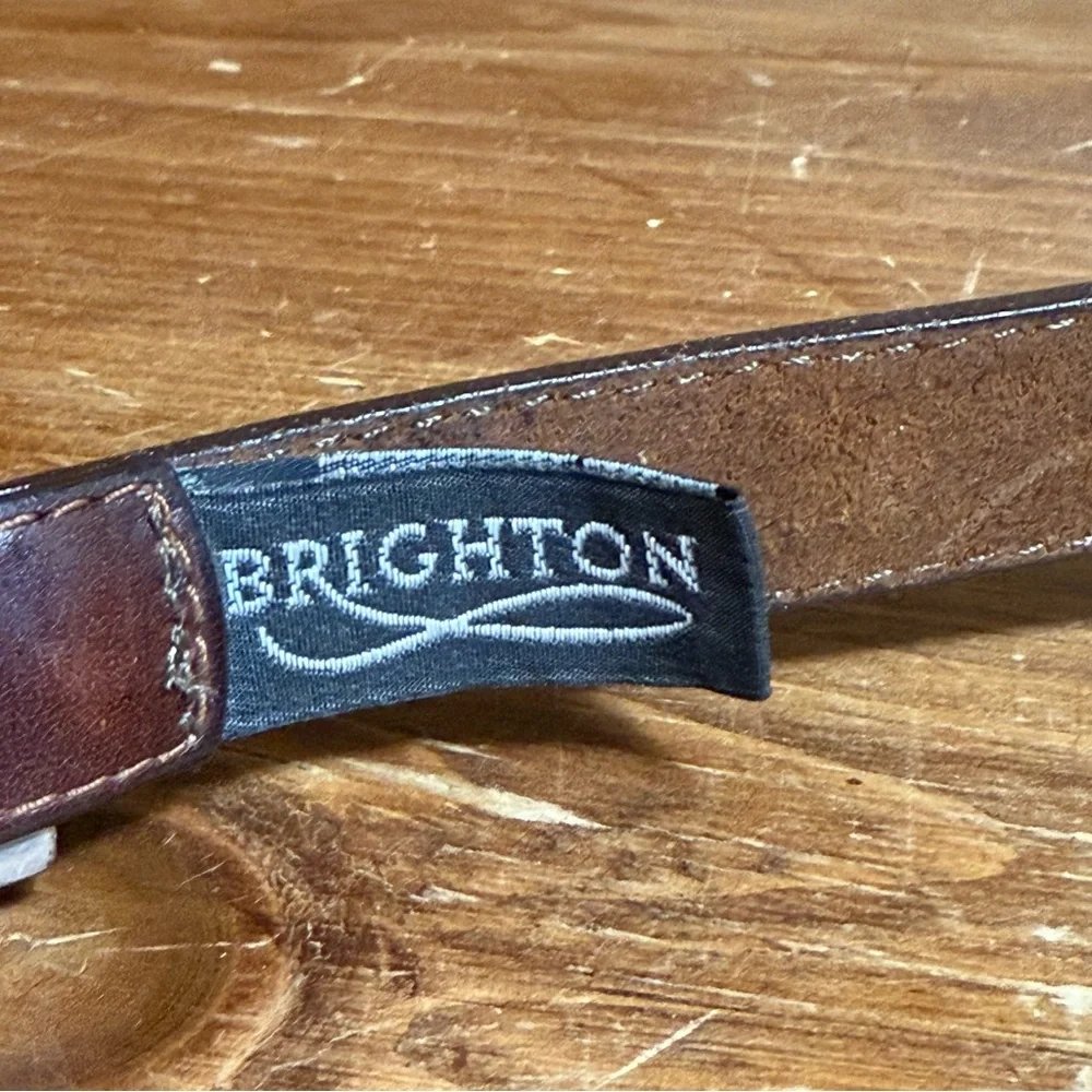 Vintage Brighton S33707 Brown Leather‎ Belt Silver Western Buckle
